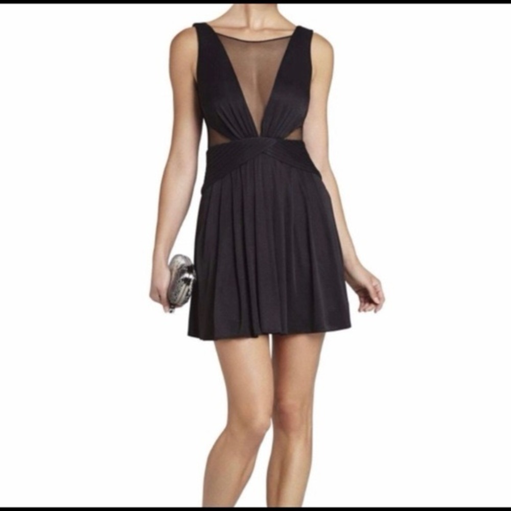 Bcbg black mesh mini skater dress